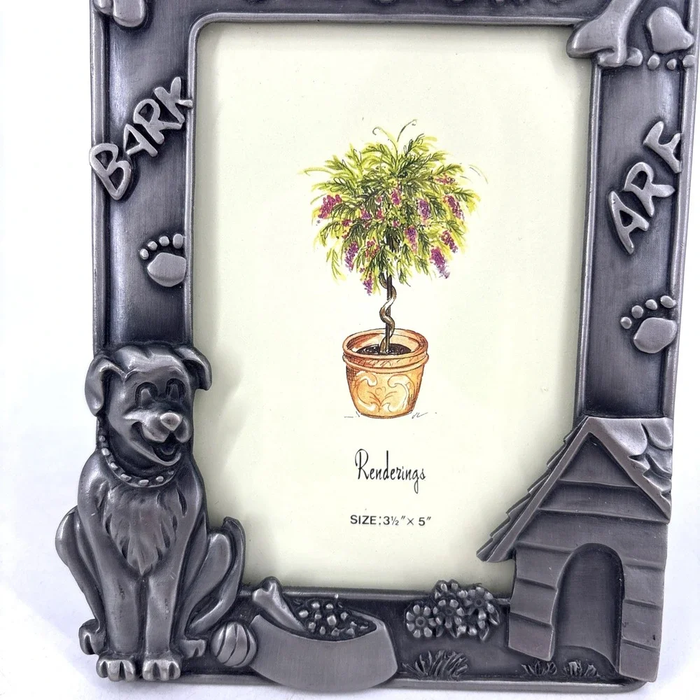 Dog Theme Frame Metal Picture Frame by Renderings Bone Puppy Bark 3.5